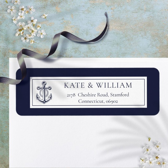 Navy Blue Nautical Anchor Rücksendeadresse (Navy Blue Nautical Anchor Return Address Label)
