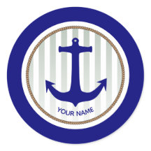 Navy Blue Nautical Anchor Stripes