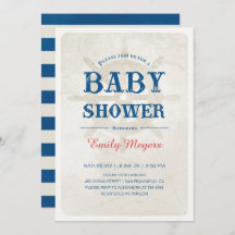 Navy Blue Nautical Baby Shower Einladung