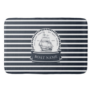 Navy Blue Nautical Boat Personalisiert Badematte