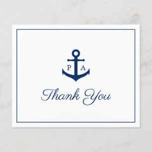 Navy Blue Nautical Budget Hochzeit Dankeschön Kart