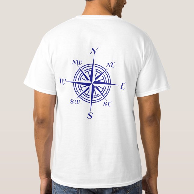 Navy Blue Nautical Compass Rose T-Shirt (Rückseite)