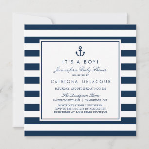 Navy Blue Nautical Es ist eine Baby-Dusche Einladung