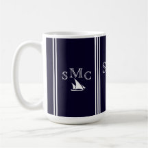 Navy Blue Nautical Monogram Sailboat Ceillampe