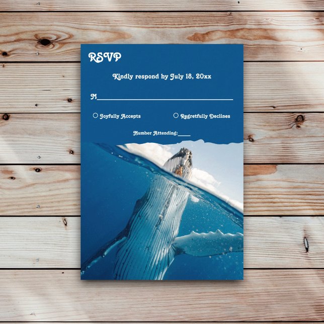 Navy Blue Nautical Ocean Whale Boho Beach Hochzeit RSVP Karte (Von Creator hochgeladen)