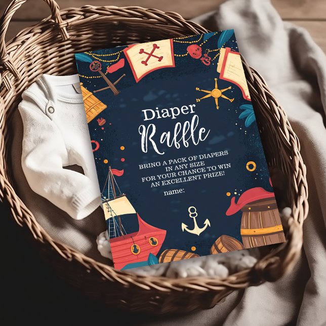 Navy Blue Nautical Pirate Baby Show Diapper Raffle Begleitkarte (Von Creator hochgeladen)