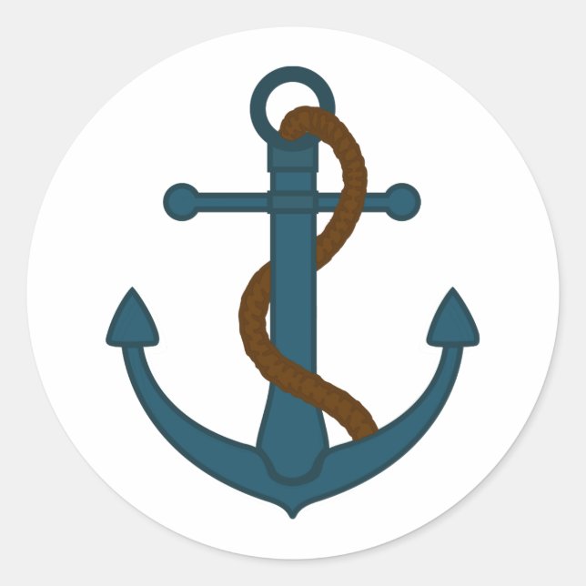 Navy Blue Nautical Rope and Anchor Baby Shooter Runder Aufkleber (Vorderseite)