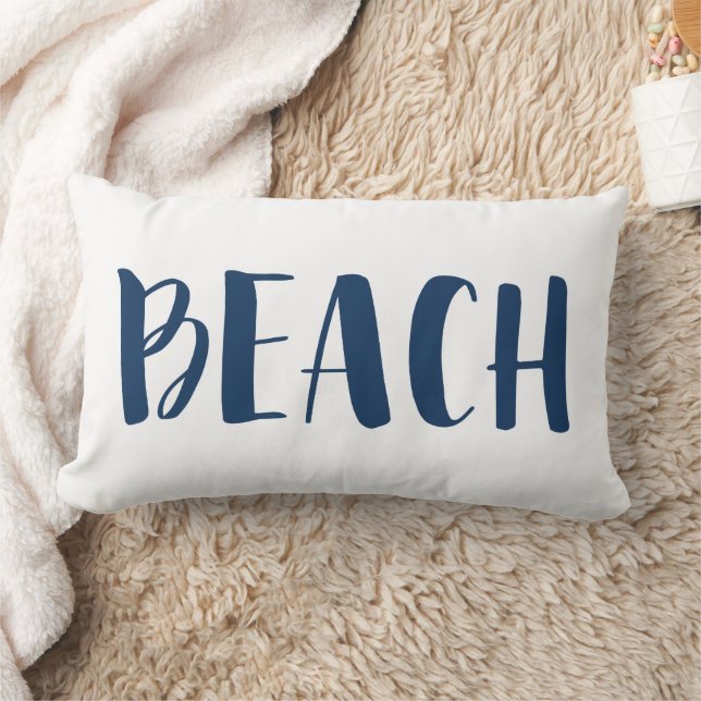 Navy Blue Nautical Stripe Beach House Lendenkissen (Decke)