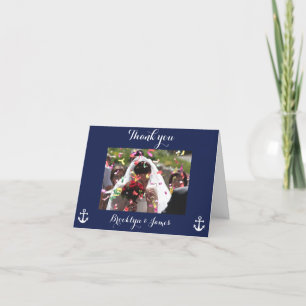 Navy Blue Nautical Wedding Dankeschön Karten Bild