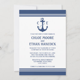 Navy Blue Nautical Wedding Einladungen