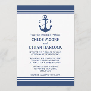 Navy Blue Nautical Wedding Einladungen