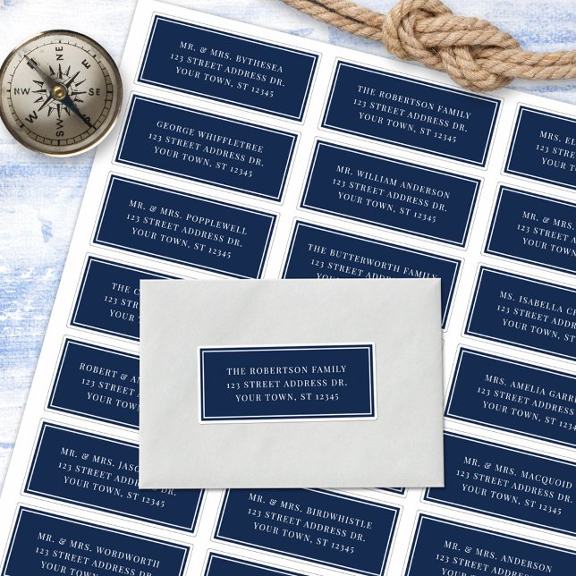 Navy Blue Nautical Wedding Guest Address Labels (Von Creator hochgeladen)