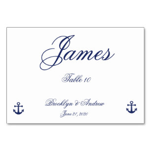 Navy Blue Nautical Wedding Platzkarten Tischnummer