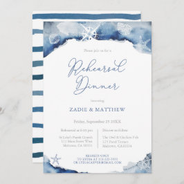Navy Blue Nautical Wedding Probe Dinner Einladung