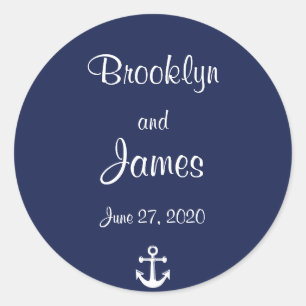 Navy Blue Nautical Wedding Stickers mit Anker