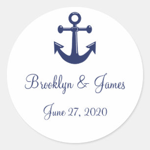 Navy Blue Nautical Wedding Stickers mit Anker