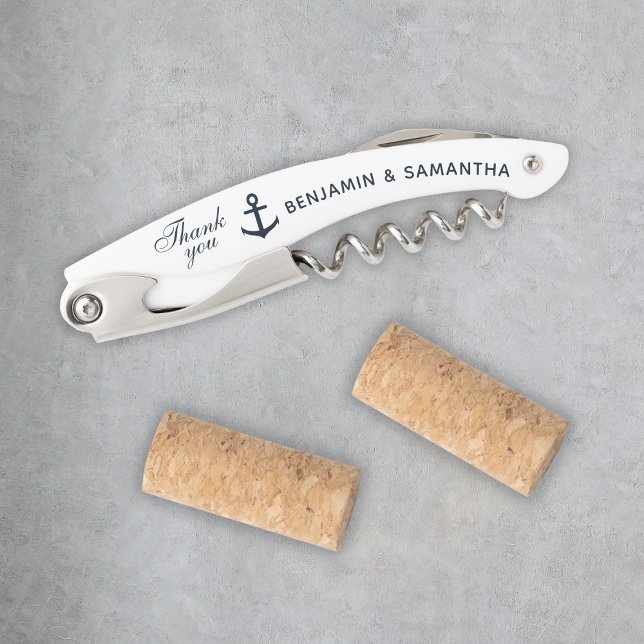 Navy Blue Nautical Wedding Vielen Dank für Ihre Ge Kellnermesser (Navy Blue Nautical Wedding Thank You Favors Custom Waiter's Corkscrew
)
