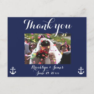 Navy Blue Nautical Wedding Vielen Dank Postkarten