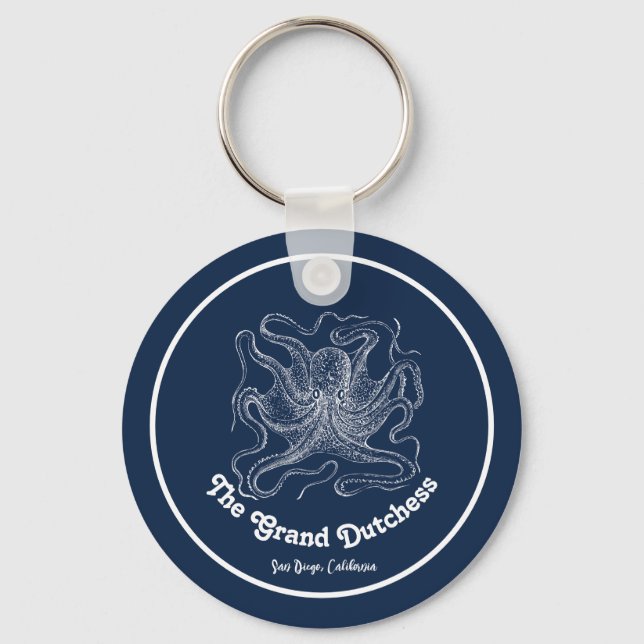 Navy Blue Nautical Willkommen bei Custom Boote Schlüsselanhänger (Vorderseite)