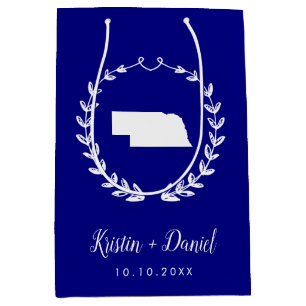 Navy Blue Nebraska Map Wedding Welcome Swag Mittlere Geschenktüte
