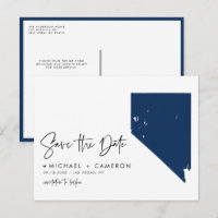Navy Blue Nevada Staat Karte QR-Code Save the Date