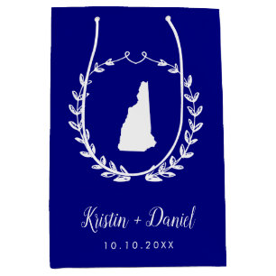 Navy Blue New Hampshire Map Wedding Welcome Swag Mittlere Geschenktüte
