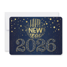 Navy Blue New Year 2026 mit Golden Stars