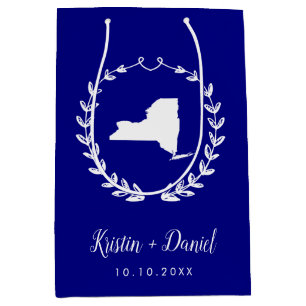 Navy Blue New York Map Wedding Welcome Swag Mittlere Geschenktüte