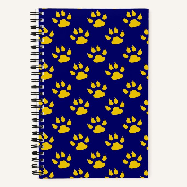 Navy Blue Niedlich Paw Muster Print Notizbuch (Vorderseite)