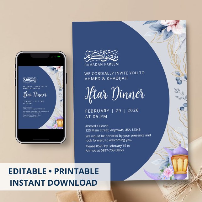 Navy Blue Night Sky Ramadan Iftar Dinner Einladung (Von Creator hochgeladen)