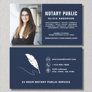Navy Blue Notary Public Signing Agent Foto Visitenkarte