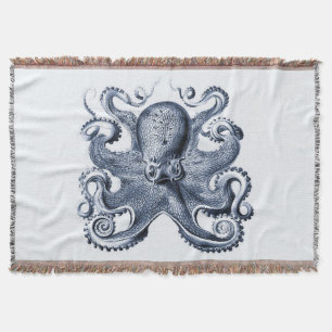 Navy Blue Octopus Illustration von Ernst Haeckel Decke