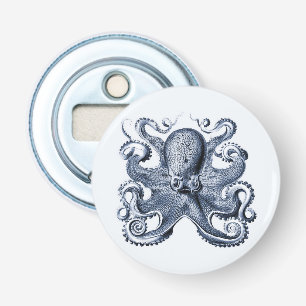 Navy Blue Octopus Illustration von Ernst Haeckel Flaschenöffner