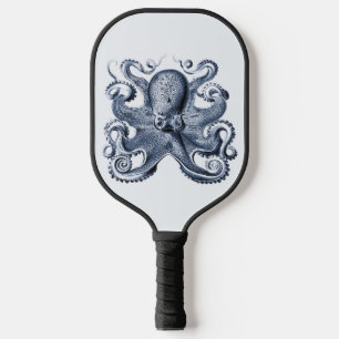 Navy Blue Octopus Illustration von Ernst Haeckel Pickleball Schläger