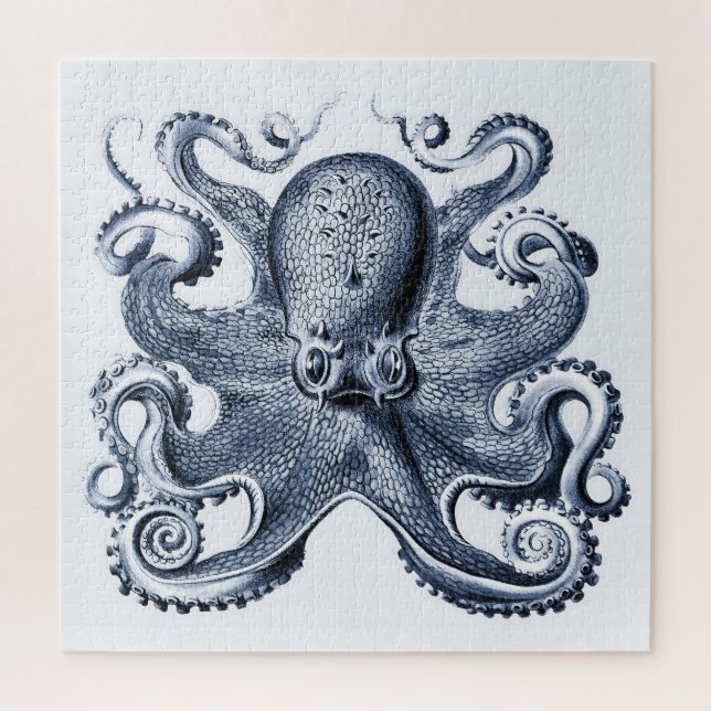 Navy Blue Octopus Illustration von Ernst Haeckel Puzzle (Vertikal)