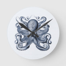 Navy Blue Octopus Illustration von Ernst Haeckel