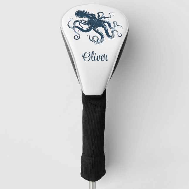 Navy-Blue-Oktopus-Seemaschine Golf Headcover (Vorderseite)
