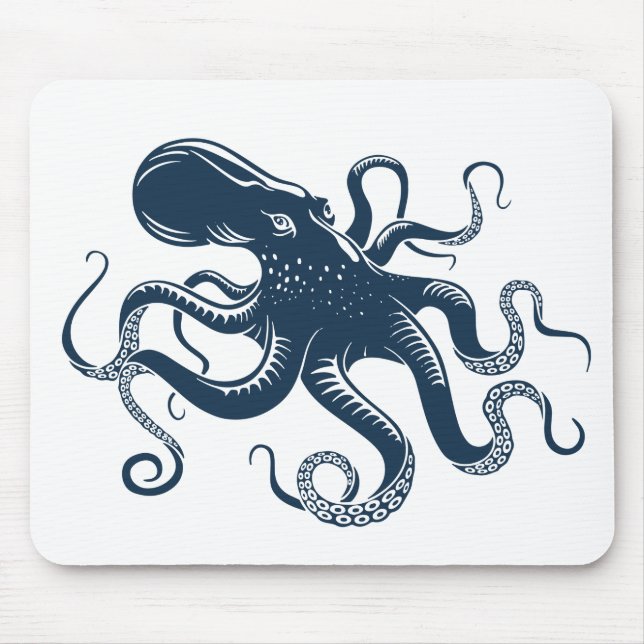 Navy-Blue-Oktopus-Seemaschine Mousepad (Vorne)
