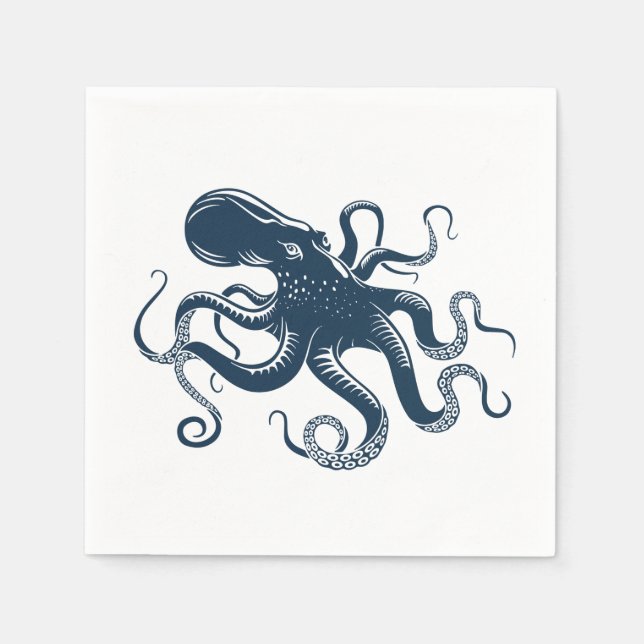 Navy-Blue-Oktopus-Seemaschine Serviette (Vorderseite)