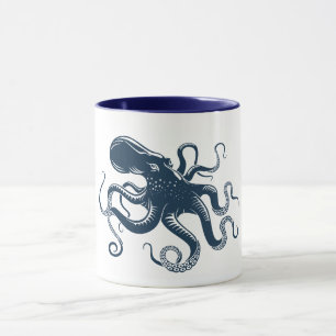 Navy-Blue-Oktopus-Seemaschine Tasse