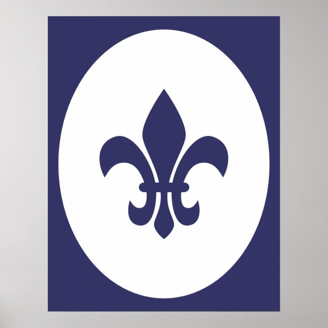 Navy Blue Old modische Oval Border Silhouette Poster (Vorne)