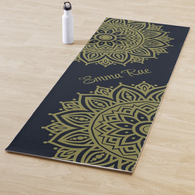 Navy Blue & Olive Green Mandala Yogamatte (Beispiel)