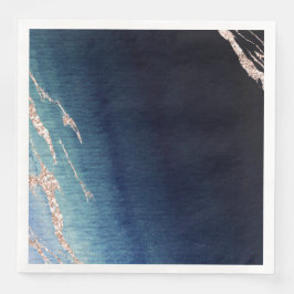 Navy Blue Ombre Agate Rose Gold Moderne Hochzeit Serviette