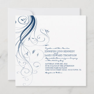 Navy Blue Ombre Blüh Hochzeit Einladung