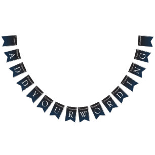 Navy Blue Ombre Lights Typografy Wedding Wimpelkette