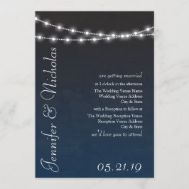 Navy Blue Ombre Lights Typografy Wedites Einladung