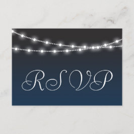 Navy Blue Ombre Night Lights Wedding RSVP Karte