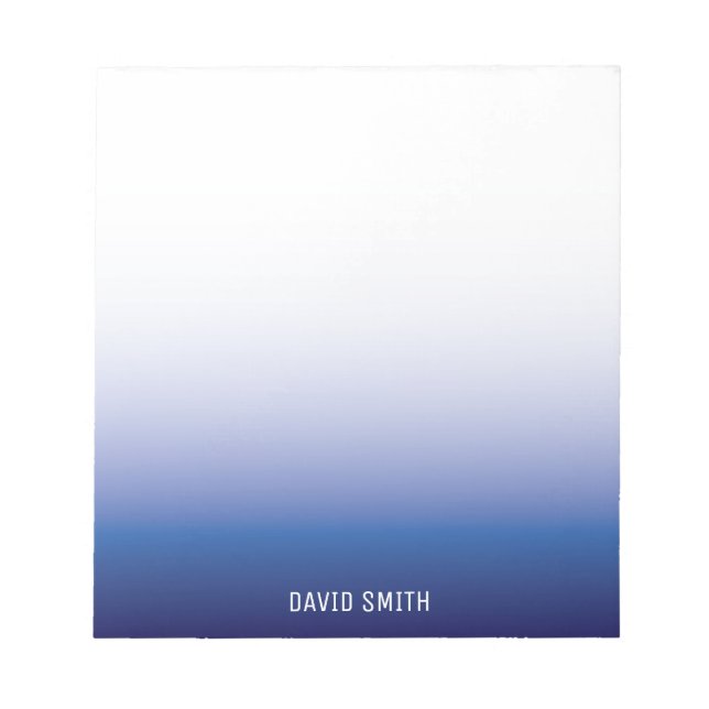 Navy Blue Ombre Personalisiert Name Editor Notizblock (Vorderseite)