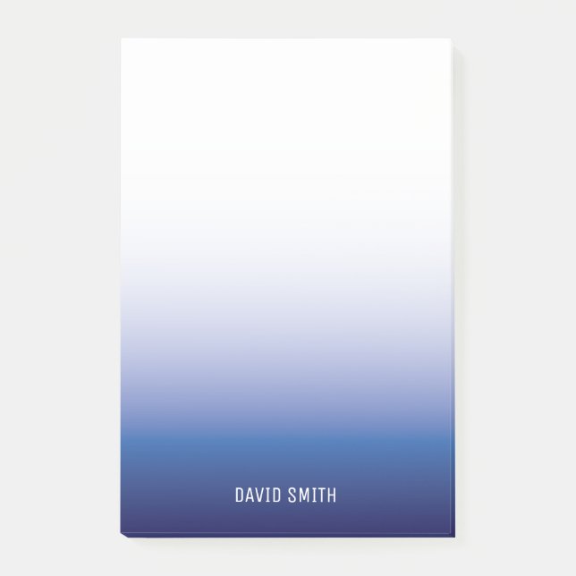 Navy Blue Ombre Personalisiert Name Postit Notes Post-it Klebezettel (Vorderseite)