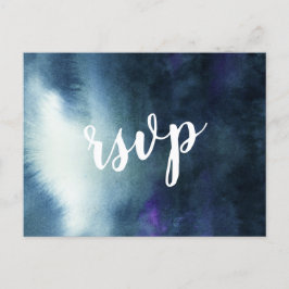 Navy Blue Ombre Silver Glitzer Wedding RSVP Einladungspostkarte